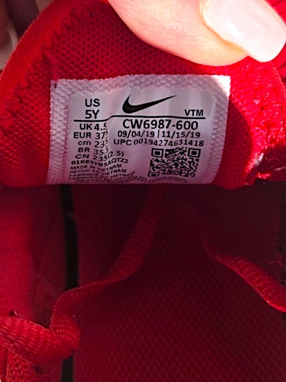 Nike Air Max 270 Triple October Red University Red Sneakers Youth 5Y Womens 6.5 - Picture 4 of 7